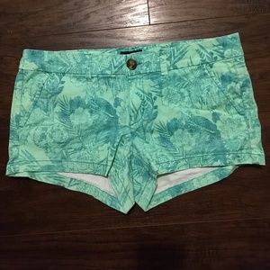 American Eagle Mint Tropical Print Shorts